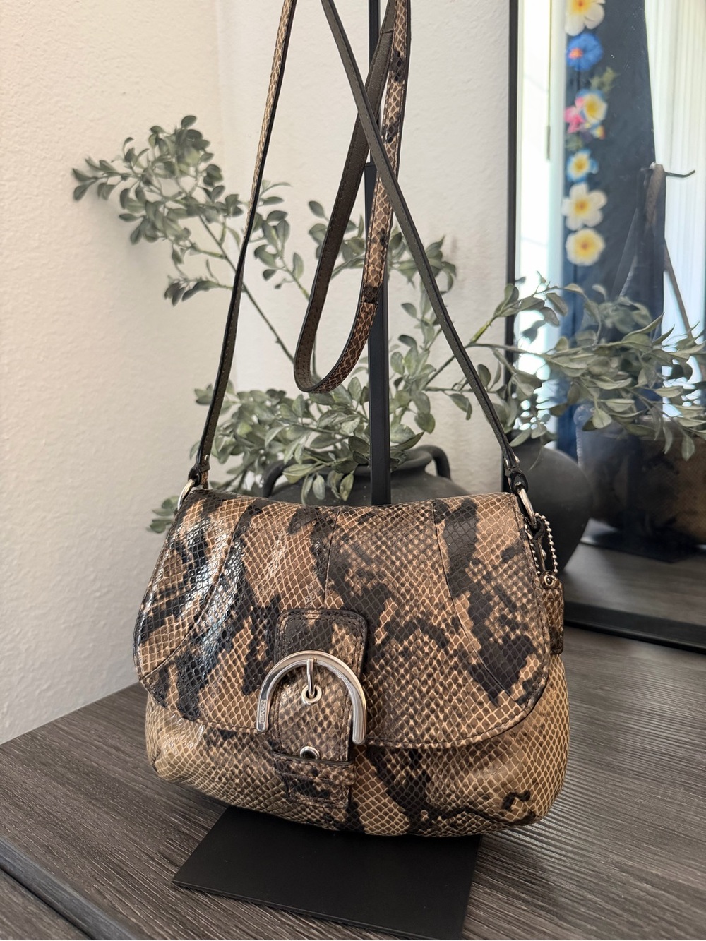 Vintage COACH SoHo Flap Crossbody in Embossed Python